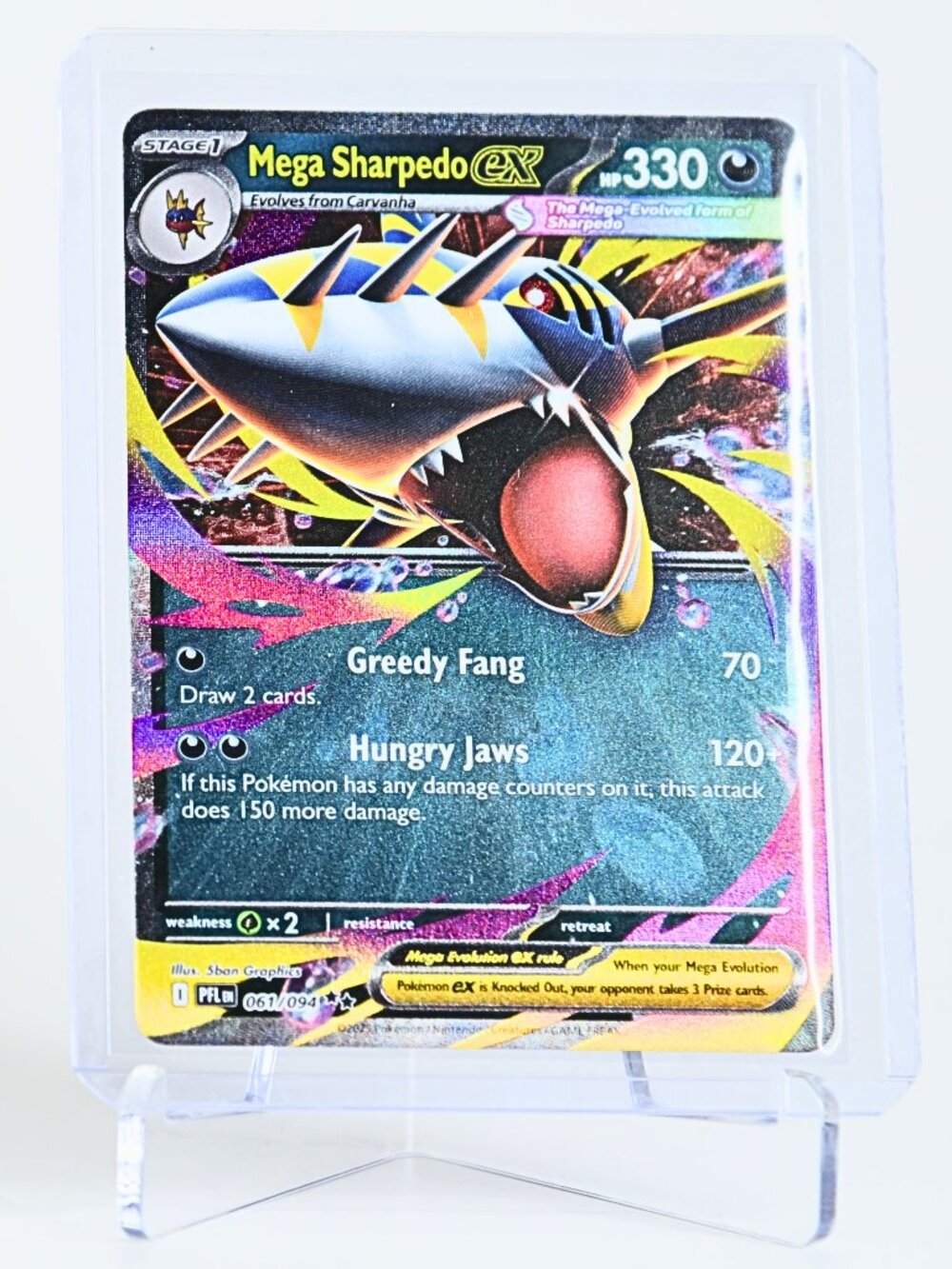 Pokemon Card Mega Sharpedo 061/094 EX (JP) Double Rare Holo Phantasmal Flames